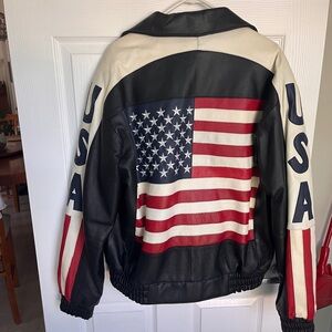 USA Flag Leather Jacket Wilda Leather Jacket NICE